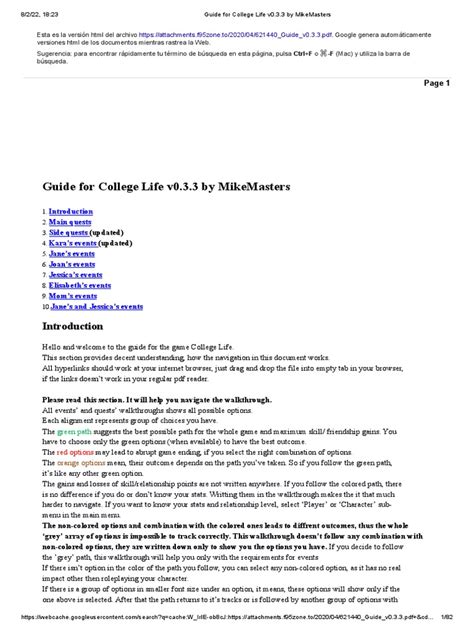 Guide for College Life v0.3.3 by MikeMasters .